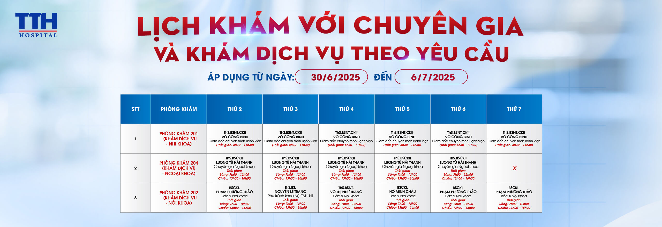 Bệnh viện Đa khoa TTH Quảng Bình thông báo đặt lịch khám cùng chuyên gia 